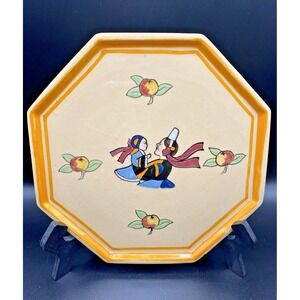 Henriot Quimper Soleil Yellow C. Maillard Octagonal Trivet Bretonne Woman Child